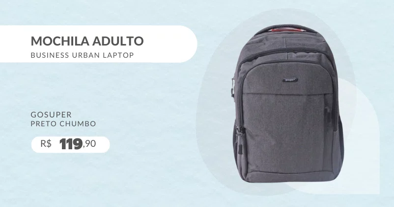 Mochila Adulto Business Urban Laptop Gosuper Preto Chumbo
