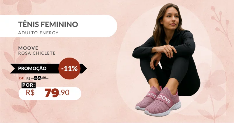 Tênis Feminino Adulto Energy 7804 Moove Rosa Chiclete