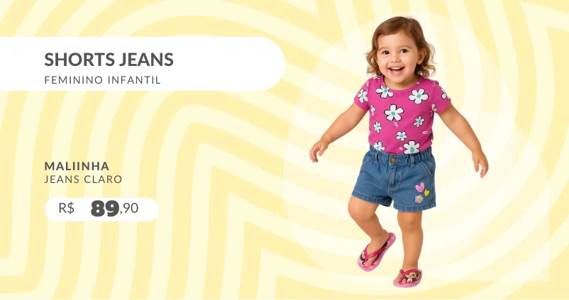 Shorts Jeans Feminino Infantil 6054 Maliinha Jeans Claro
