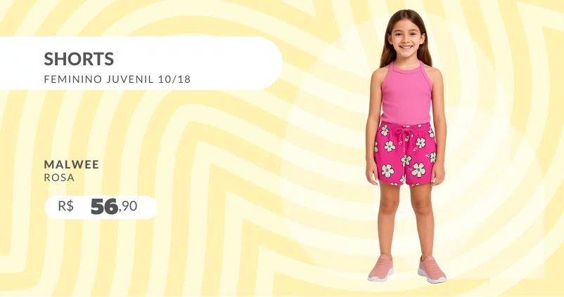 Shorts Feminino Juvenil 10/18 1000132997 Malwee Rosa