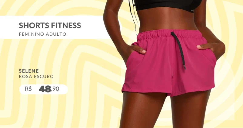 Shorts Fitness Feminino Adulto 30045 Selene Rosa Escuro