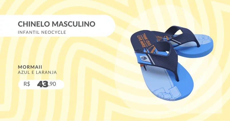 Chinelo Masculino Infantil Neocycle 10897 Mormaii Azul e Laranja