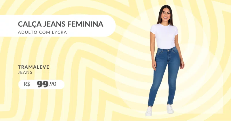 Calça Jeans Feminina Adulto Com Lycra Tramaleve Jeans