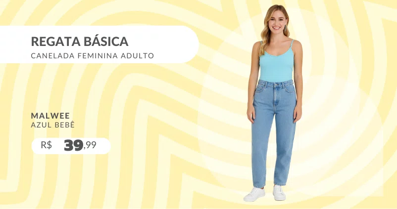 Regata Básica Canelada Feminina Adulto 1000050617 Malwee Azul Bebê