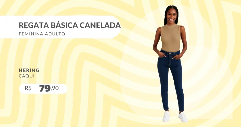 Regata Básica Canelada Feminina Adulto 4A92HKGEN Hering Caqui