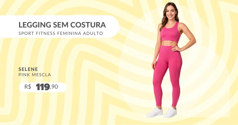 Legging Sem Costura Sport Fitness Feminina Adulto 20945 Selene Pink Mescla