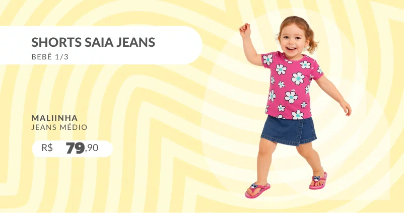Shorts Saia Jeans Bebê 1/3 6044 Maliinha Jeans Médio