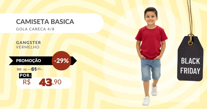 Camiseta Básica Gola Careca 4/8 99.22.0182 Gangster Vermelho