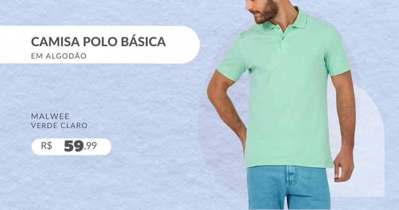 Camisa Polo Básica Em Algodão 1000004430 Malwee Verde Claro