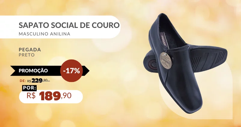 Sapato Social De Couro Masculino Anilina 124772 Pegada Preto