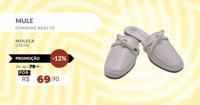 Mule Feminino Adulto 5722.109 Moleca Creme