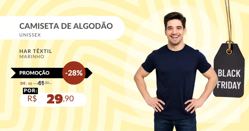 Camiseta De Algodão Unissex 01.100 Har Têxtil Marinho