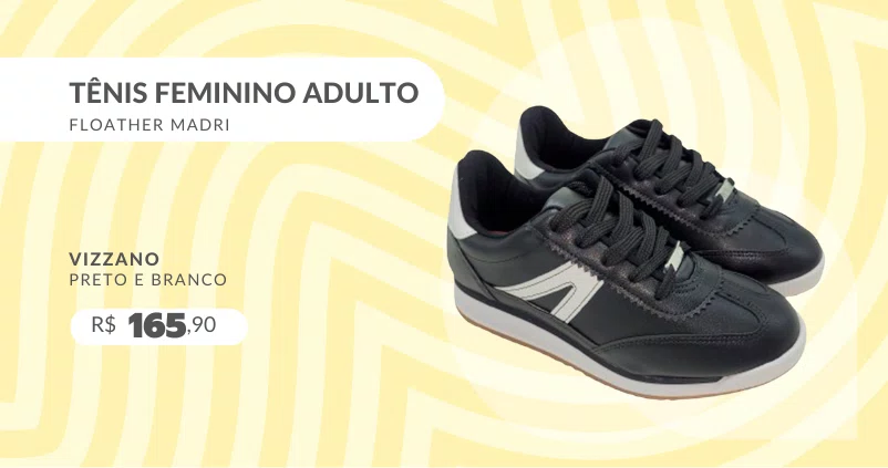 Tênis Feminino Adulto Floather Madri 1450.102 Vizzano Preto e Branco