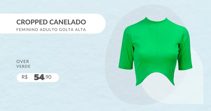 Cropped Canelado Feminino Adulto Golta Alta 123221008 Over Verde
