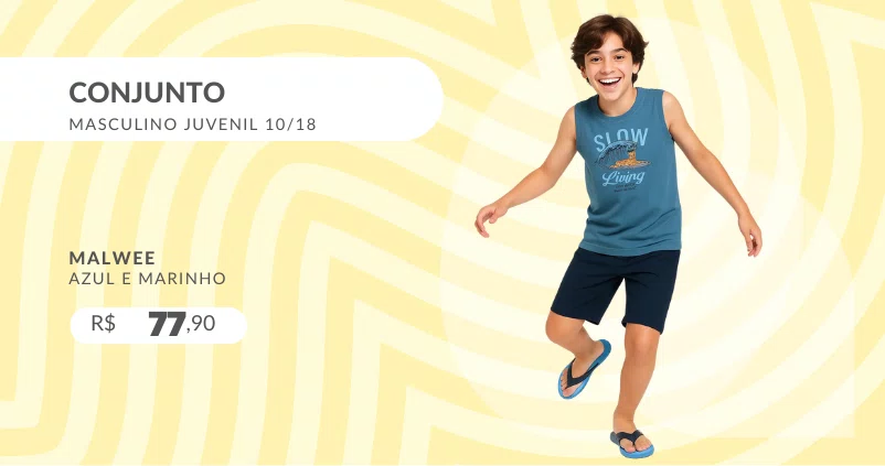 Conjunto Masculino Juvenil 10/18 1000130418 Malwee Azul e Marinho