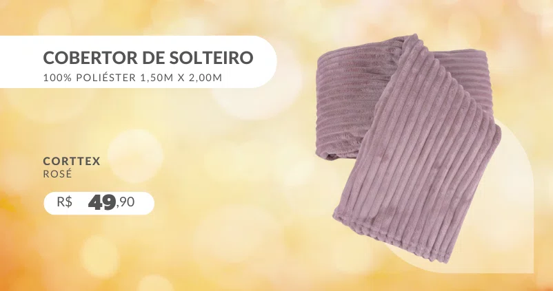 Cobertor De Solteiro Canelado 100% Poliéster 1,50m X 2,00m Luster Corttex Rosé