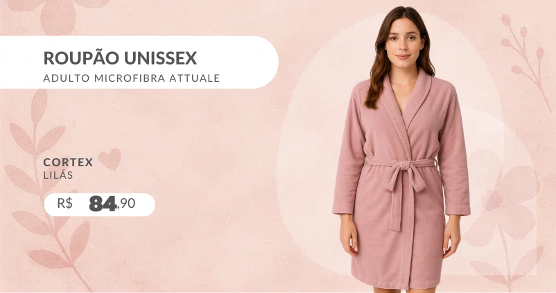 Roupão Unissex Adulto Microfibra Attuale Cortex Lilás