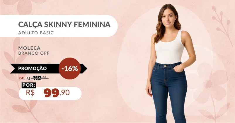 Calça Skinny Feminina Adulto Basic 48181 Zune Denim Jeans
