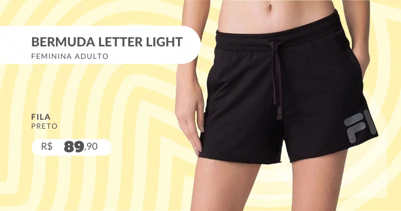Bermuda Letter Light Feminina Adulto F12L281 Fila Preto