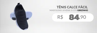 Tênis Calce Fácil Masculino Juvenil G-274 Gibizinho Preto