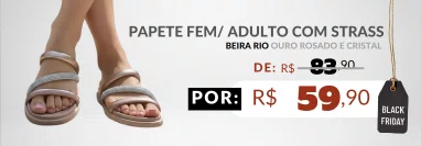 Papete Feminina Adulto Com Strass 8488.108 Beira Rio Ouro Rosado e Crista