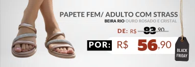 Papete Feminina Adulto Com Strass 8488.108 Beira Rio Ouro Rosado e Crista