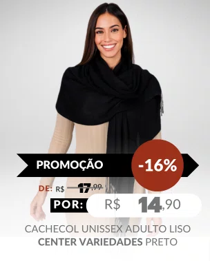 Cachecol Unissex Adulto Liso Center Variedades Preto