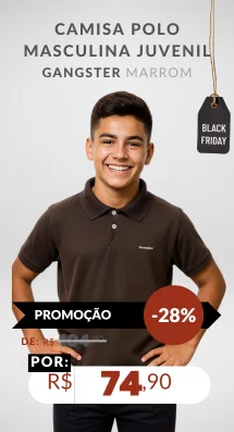 Camisa Polo Masculina Juvenil 10/16 63.56.0236 Gangster Marrom