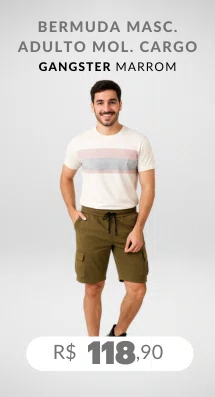 Bermuda Masculino Adulto Moletom Cargo 17.94.0108 Gangster Marrom