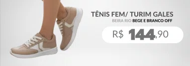 Tênis Casual Feminino Turim Gales 4332.104 Beira Rio Bege e Branco Off