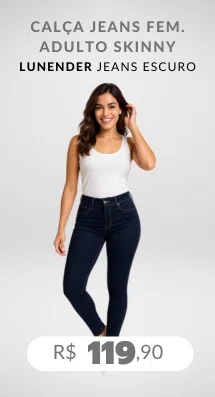 Calça Jeans Feminina Adulto Skinny JV023 Lunender Jeans Escuro