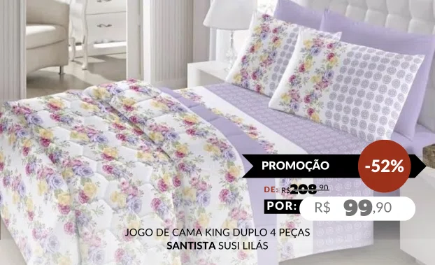 Jogo De Cama King Duplo 4 Peças Royal Plus Santista Susi Lilás