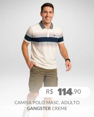 Camisa Polo Masculina Adulto 29.97.0016 Gangster Creme