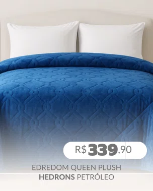 Edredom Queen Plush Evolution 2,35m x 2,60m ED0399 Hedrons Petróleo