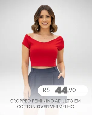 Cropped Feminino Adulto Em Cotton 125221005 Over Vermelho