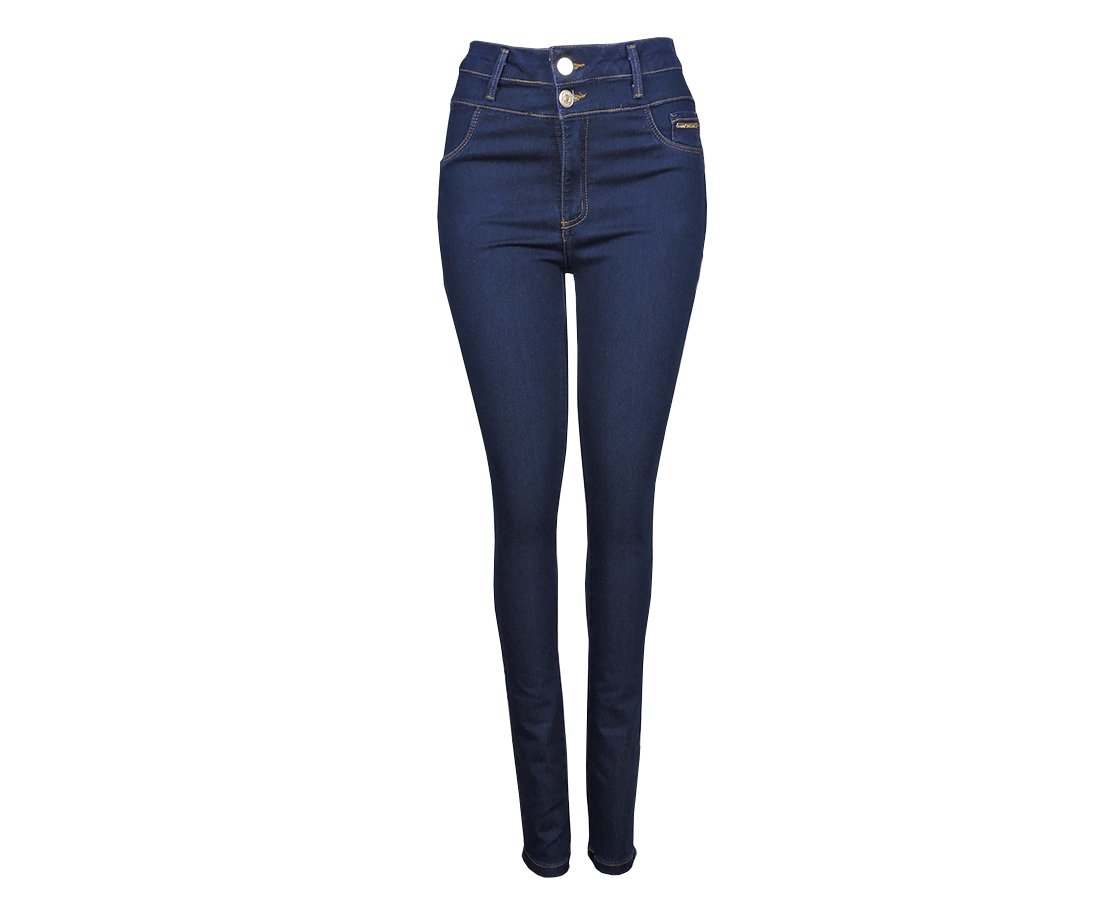 Calça Jeans Feminina Adulto Skinny Com Cós Alto 5474 Max Denim Jeans Escuro  - Malhas Ferju