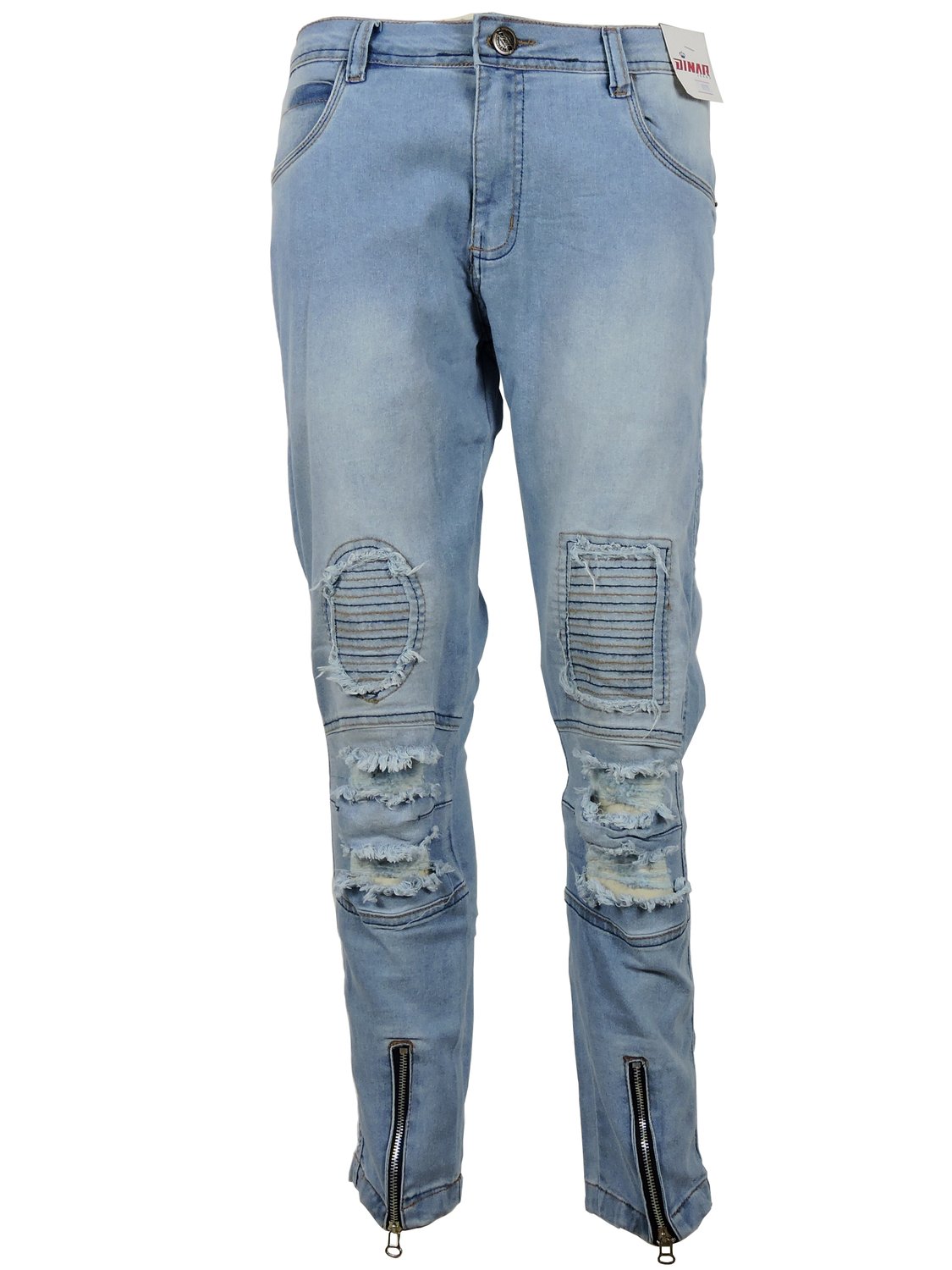 Calça Jeans Masculina Adulto Jogger Detalhe Destroyed Barra Com Zipper  8875/875 Dinar Jeans - Malhas Ferju