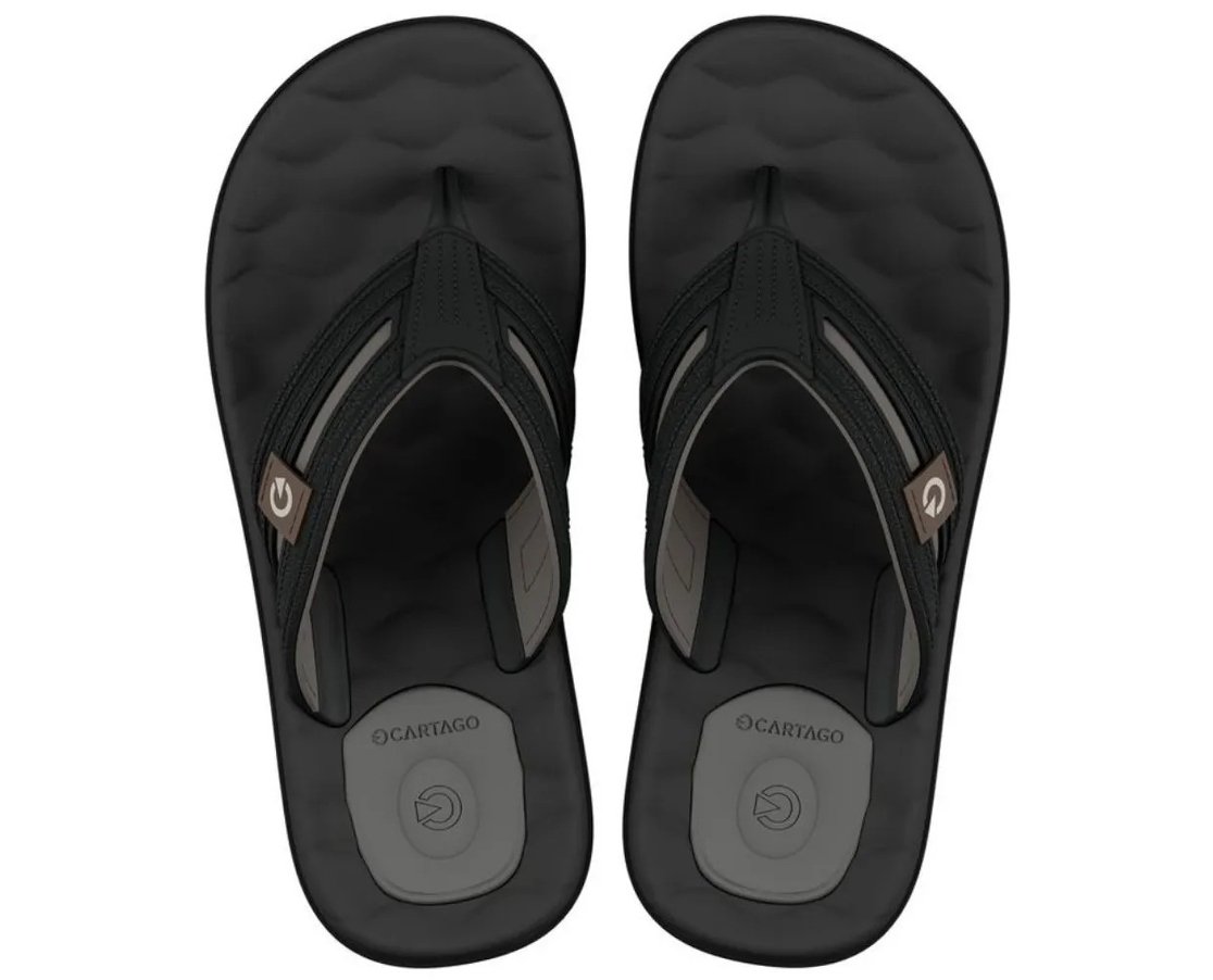 Chinelo Masculino Adulto Egeu IV 12530 Cartago Basalto e  Preto
