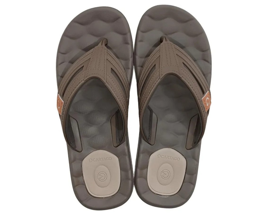 Chinelo Masculino Adulto Egeu IV 12530 Cartago Marrom e  Bege