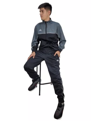Agasalho Trilobal Sport Lettering Masculino EKP321842 Kappa Preto e Chumbo