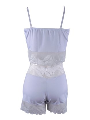 Baby Doll Feminino Adulto Liso De Liganete E Renda 415 Versally Branco