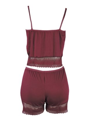 Baby Doll Feminino Adulto Liso De Liganete E Renda 410 Versally Vinho