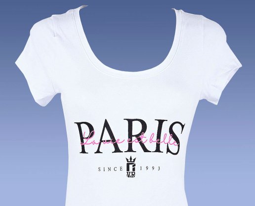 Baby Look Feminina Adulto Manga Curta Estampa Paris F90004 Over Branco