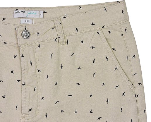Bermuda Masculina Adulto Estampa Pássaros Slim 1000079993 Malwee Marrom Siena