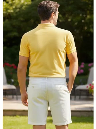 Bermuda Alfaiataria De Linho Masculino Adulto BLM-200 Code Blue Off White