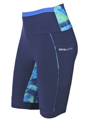 Bermuda Ciclista Feminina UV50+ Em Poliamida 1000109775 Enfim Marinho E Azul
