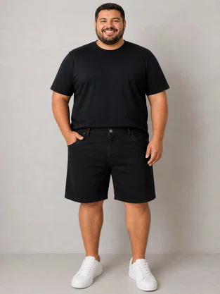 Bermuda De Sarja Masculina Plus Size Newfriend Preto