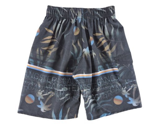 Bermuda  De Tactel Masculina Infantil Estampada 95.23.0087 Gangster Preto