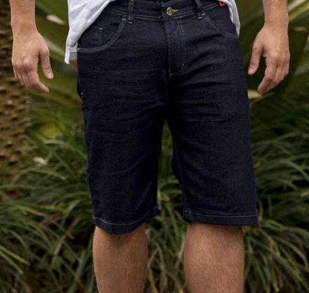 Bermuda Jeans Masculina Adulto Com Lycra 5243 Ice Jeans Escuro 42