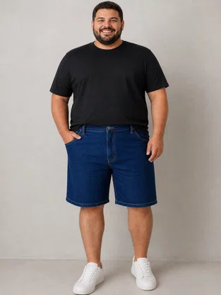 Bermuda Jeans Masculina Plus Size Newfriend Azul
